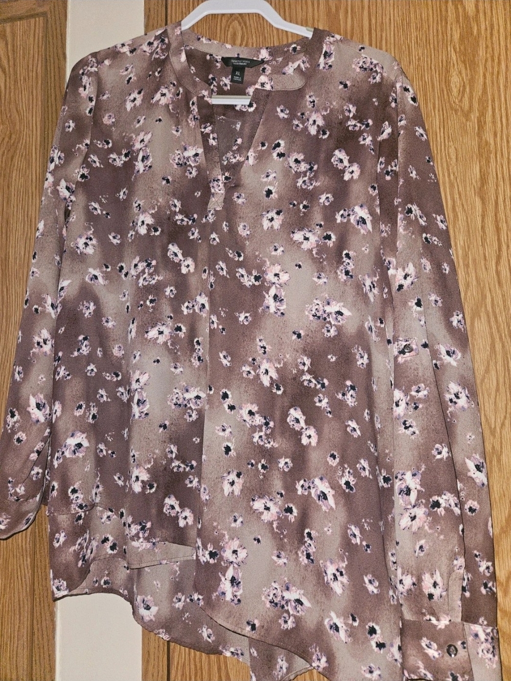 Simply Vera Vera Wang Mauve Floral V-Neck Tunic